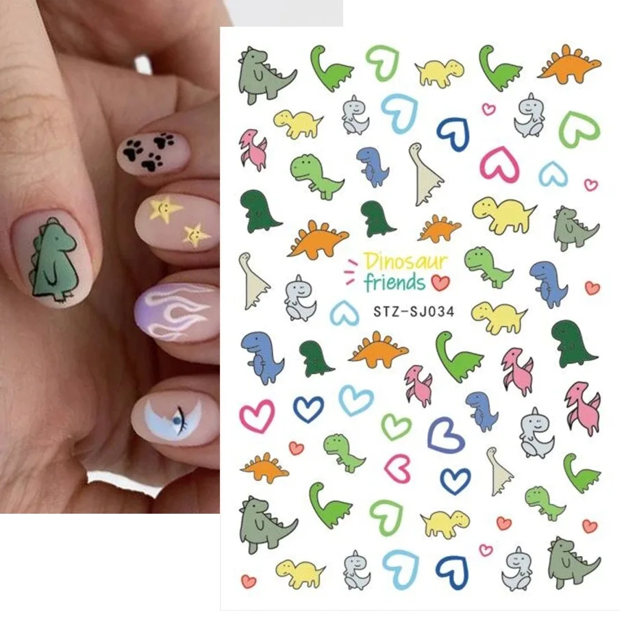 Cartoon Dinosaur Nail Art Decals 3d Manicure Applique Nail Stickers For Nail Decoration