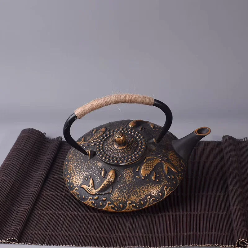 Hot selling customized enamel coated cast iron tea pot Japanese 800ml cast iron teapot tea pot set
