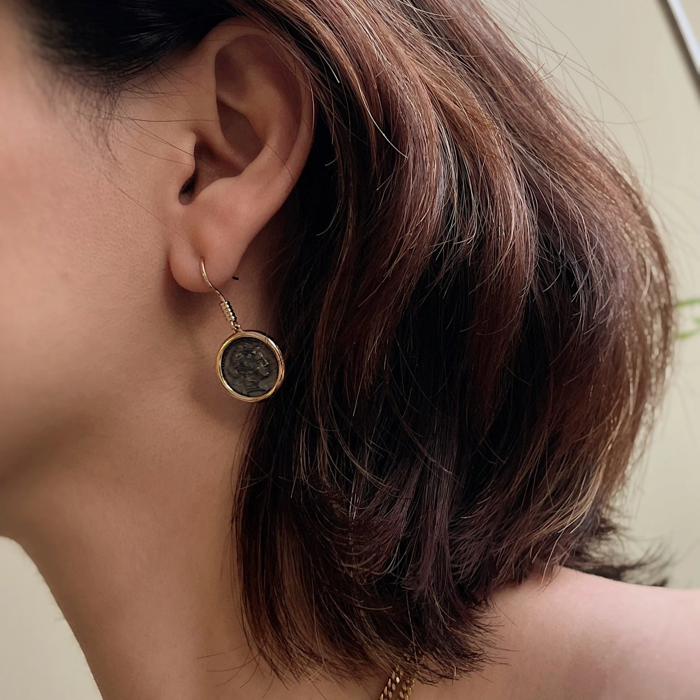 Wholesale Custom 18K Real Gold Ring Ancient Coin Oxidation Earrings Fashion Jewelry Women for Girls for Party Daily Wear