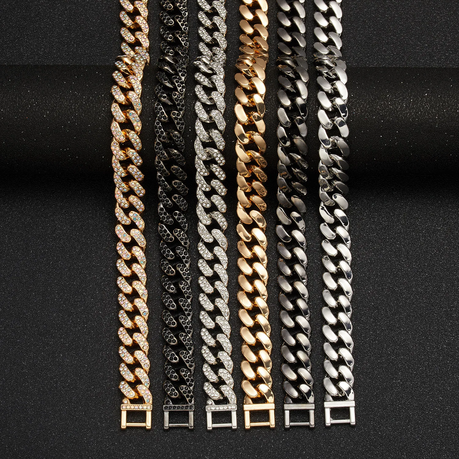 Misty Rain Hip Hop Cuban Diamond-Inlaid Thick Chain Bracelet Street Hipster Personality Daikin Chain Wholesale 2022