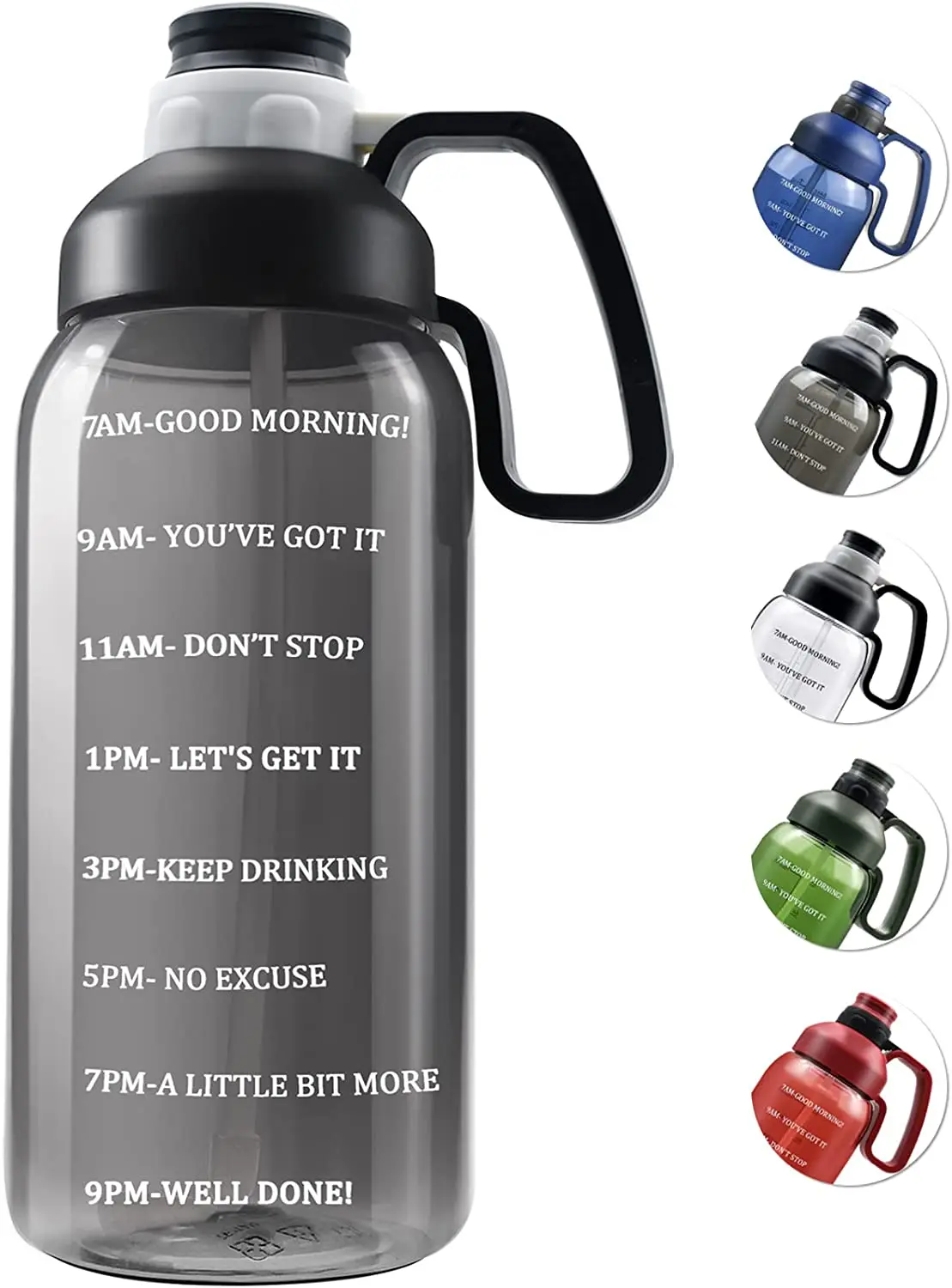 64 OZ Water Bottle with Straw Motivational Half Gallon Water Bottles with Times to Drink BPA Free 2L Sports Large Water Bottle