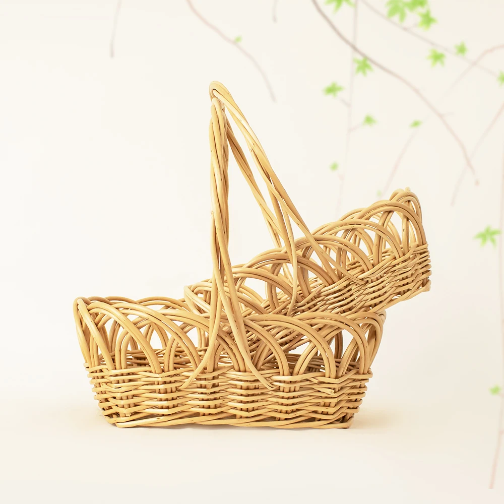 JY Wicker Flower Willow Basket for Storage Picnics Easter Organizing