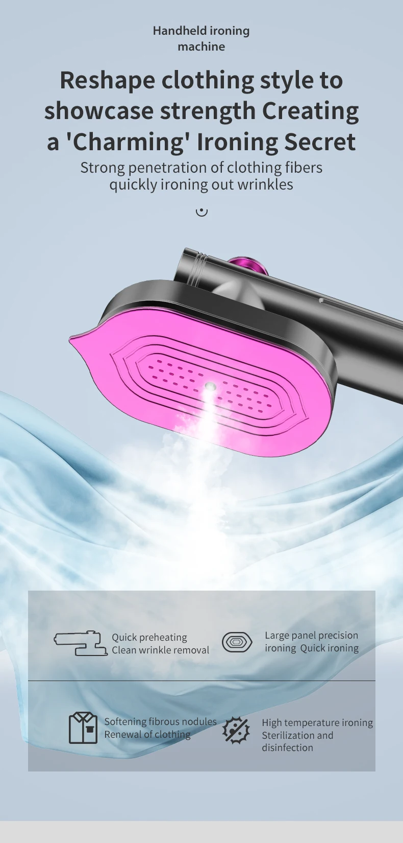 Factory Price 60ml Water Tank Handheld Household Portable Lightweight Electric Wired Steamer Iron For Cloths