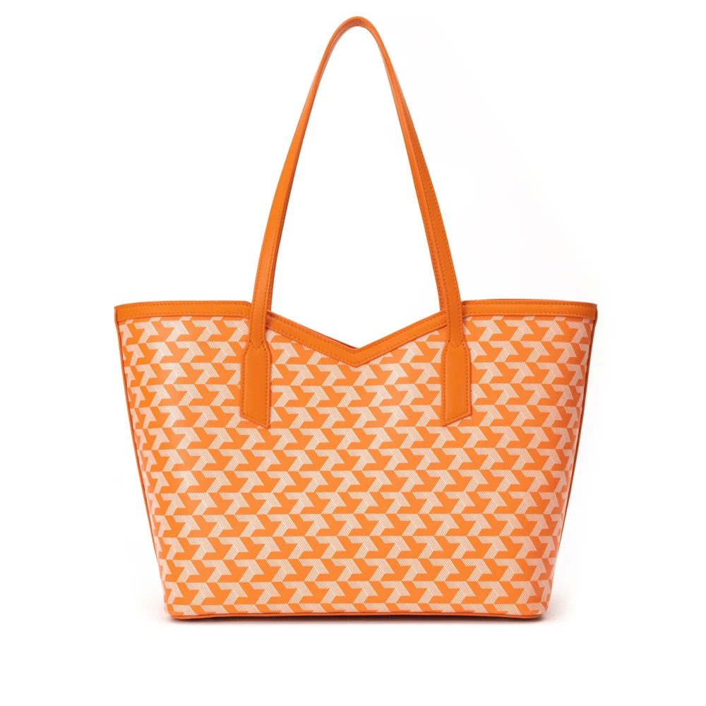 China Custom Monogram Printing Luxury Leather Tote Bags with Custom Logo Brand Handbag for Women Shopping Bag Office Lady Purse