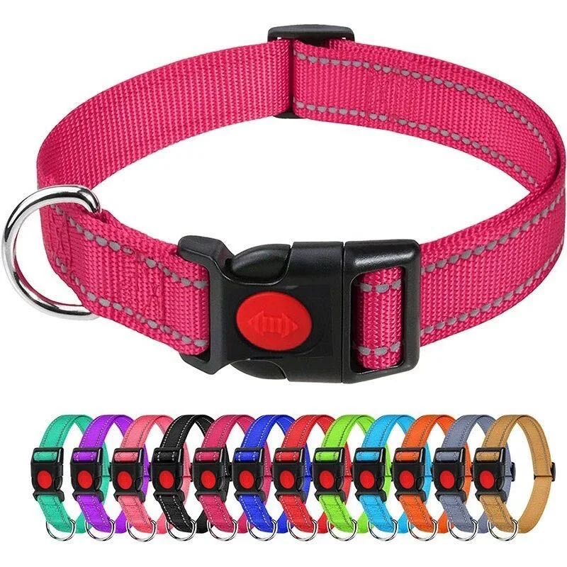 Reflective Neoprene 13 Colours & 5 Sizes Adjustable Padded Nylon Dog Collar