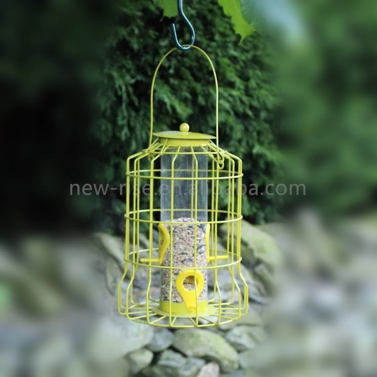 3Pcs Heavy Duty Hanging Birds Feeder Squirrel-proof Caged Dome Suet Tube Nut Seed & Fat Ball Feeders