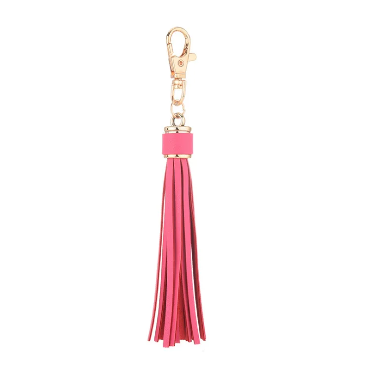 Wholesale stocks assorted colors leather tassel fringe for garment accessories fashion tassel keychain for bag