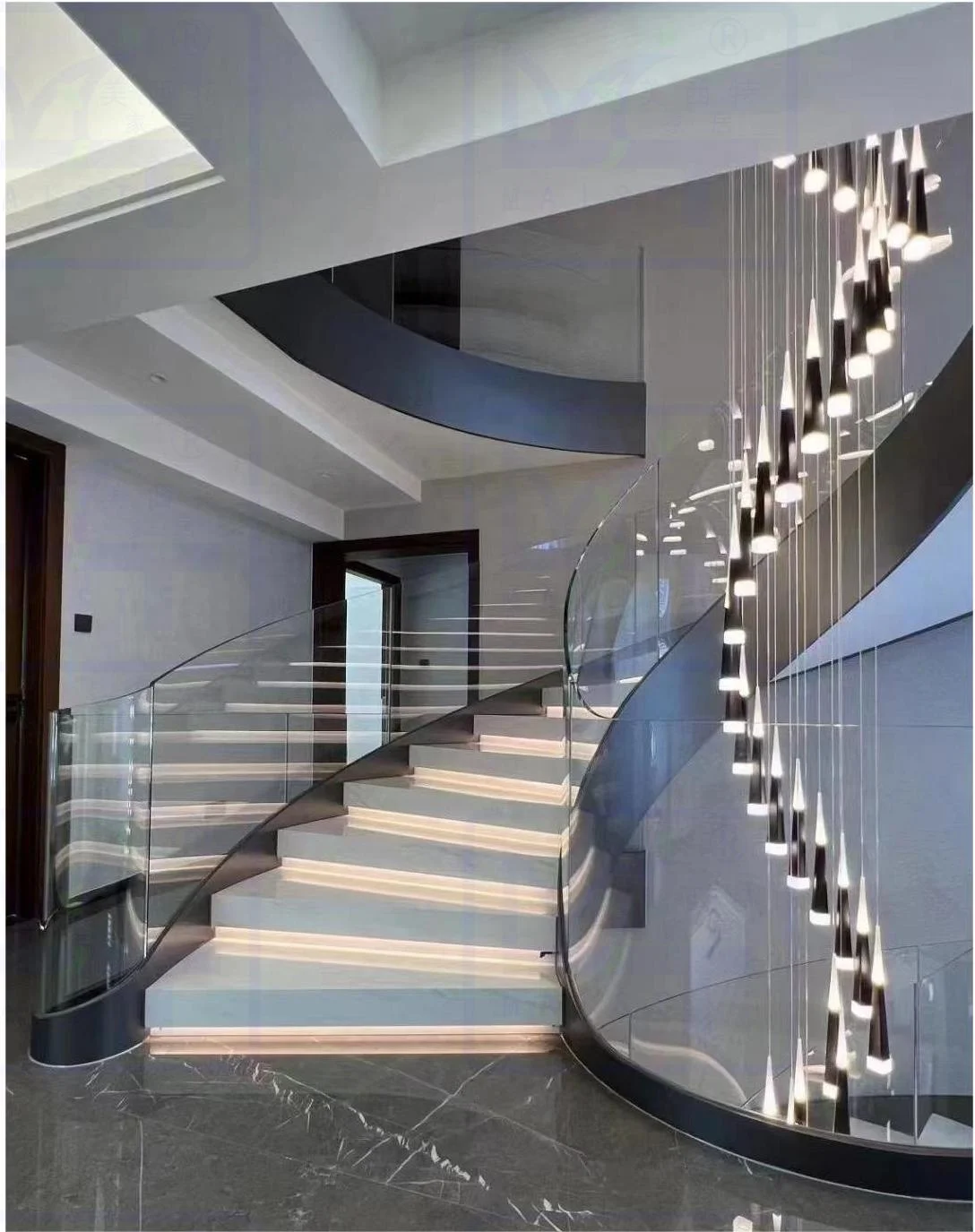 Foshan Stair Railing Indoor Wood Tread Circular Spiral Staircase