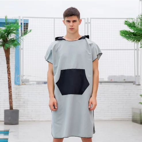 Hot Selling Super Absorbent Quick Dry Custom Logo Microfiber Hooded Surf Poncho Beach Towel For Adults Changing Robe