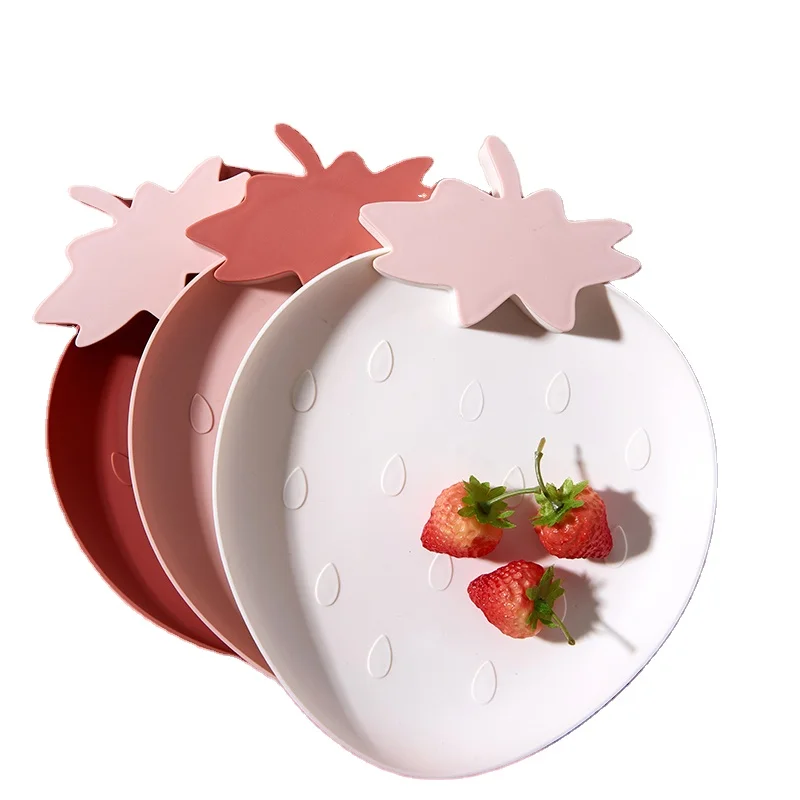 Creative Strawberry Shaped Fruit Plate Home Snack Plate Plastic Fruit Tray Plate