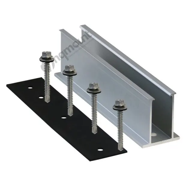 HQ MOUNT U50 Mini Rail PV Solar Panel Mounting System Aluminum Short Rail for Commercial Metal Sheet Rooftop