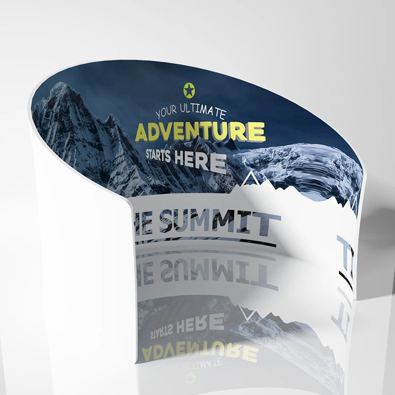 Semi Circle Shape curved fabric exhibition booth fold up stretch green screen backdrops