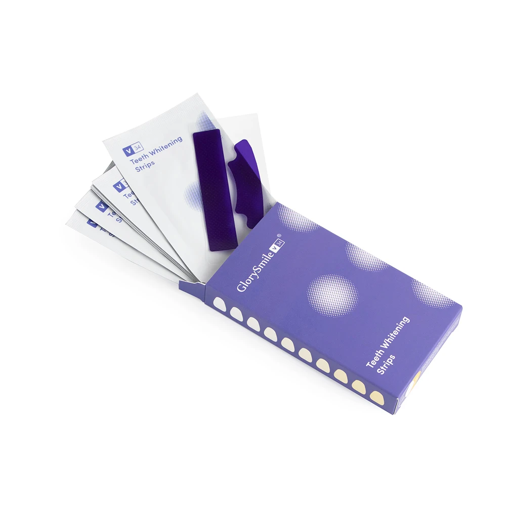 14 Treatments Dental Bleaching Strips V34 Peroxide Free Teeth Whitening Dry Strips Wholesale