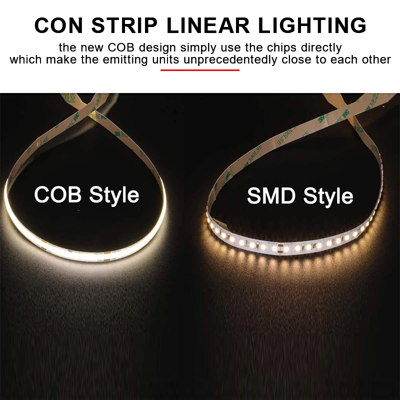 Bendable Roll to Roll 480chips/m 8mm PCB 12V 24V 4000K 4500K Natural White Daylight 10m/roll Flex No soldering COB LED Strip