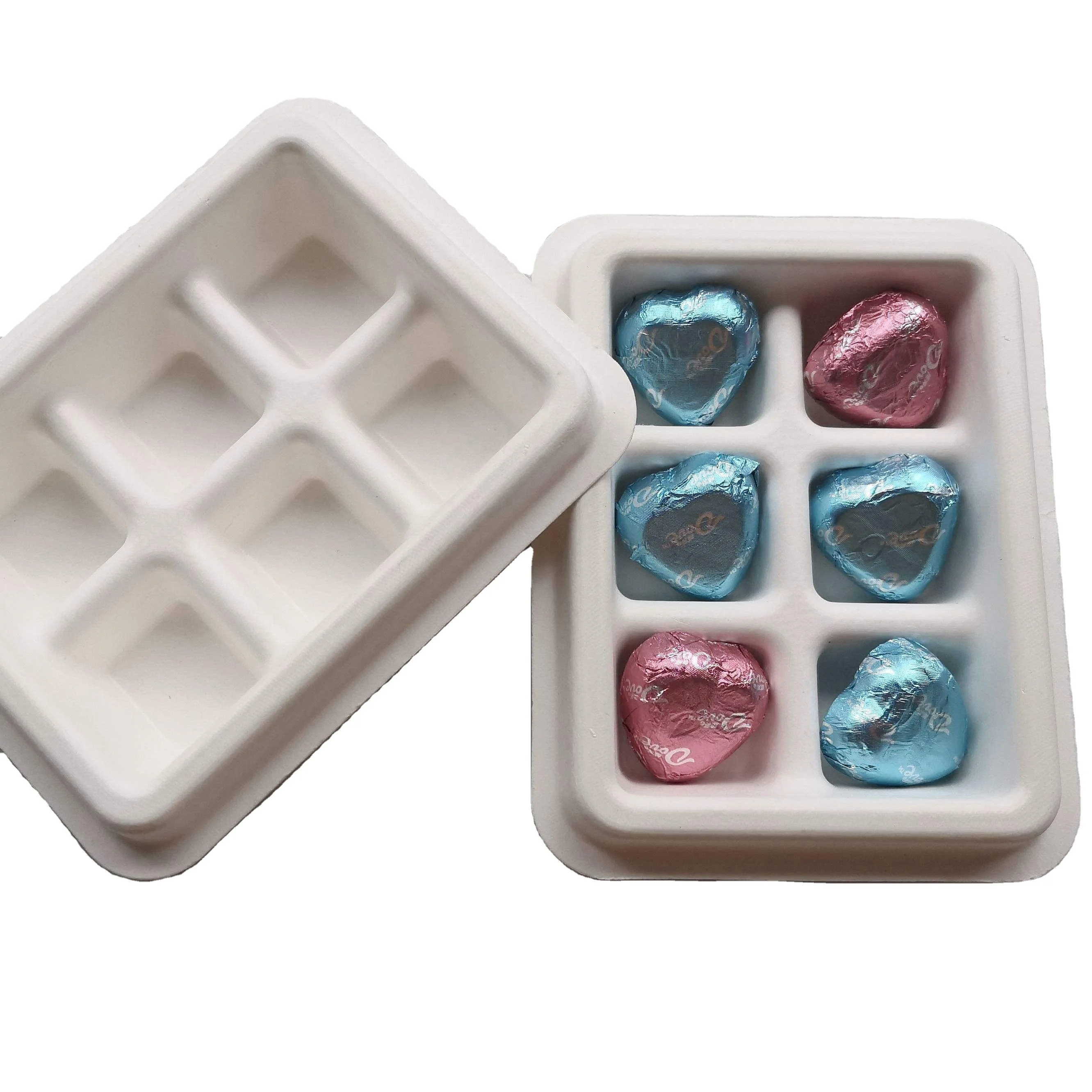 Environmentally friendly factory custom-built ecological High quality bamboo fiber sugarcane bagasse pulp chocolate tray