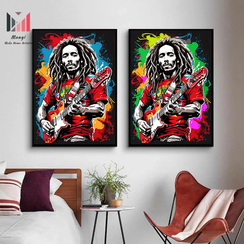 Celebrity Portrait Graffiti  Singer Rapper  Hip Hop And Band Print Canvas Painting Posters for Living Room Home Decoration