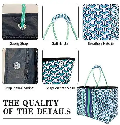 Customized Neoprene Tote Bag for Ladies Large Capacity Beach Totebags Reusable Shopping Bags Fashion Shoulder Bags Women Handbag