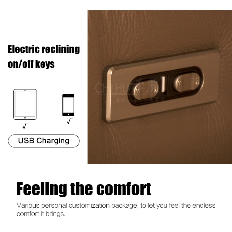  Light brown color home theater VIP electric recliner Villa cinema seat CHIHU lazy boy power reclining Cinema