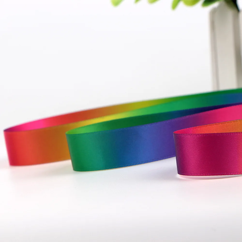 X01 Factory Price Popular Newest Design Satin Custom Printed Rainbow Ribbon