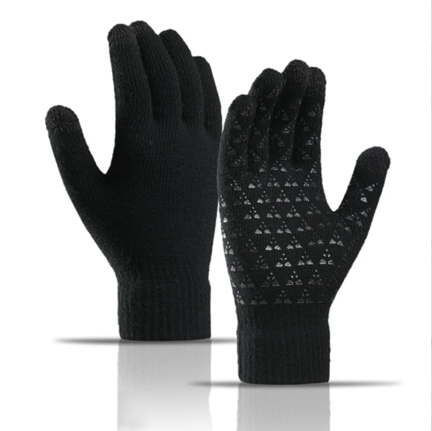 Knitted Gloves Unisex Winter Gloves Touch Screen Women Men Warm Stretch Knitted Mittens Non-Slip Gloves