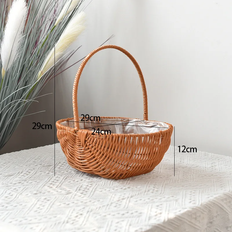 Корзина для цветов ручной работы в сельском стиле железная корзина хранения популярная сушеных из ротанга