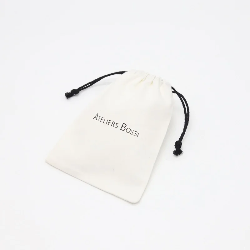 Eco-Friendly Small Cotton Twill Cosmetic Drawstring Bag Soft Flannel Cotton Soap Candle Dust Pouch Jewelry Gift Packaging Bag