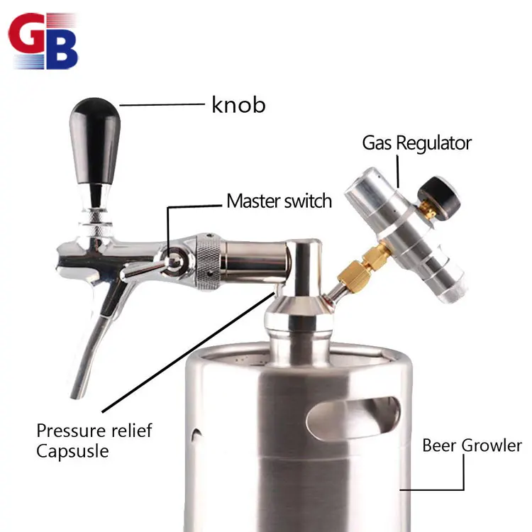 Hot Home Use 2L/3.6L/4L/5L Stainless Steel Homemade Mini Keg with Tap and CO2 Dispenser