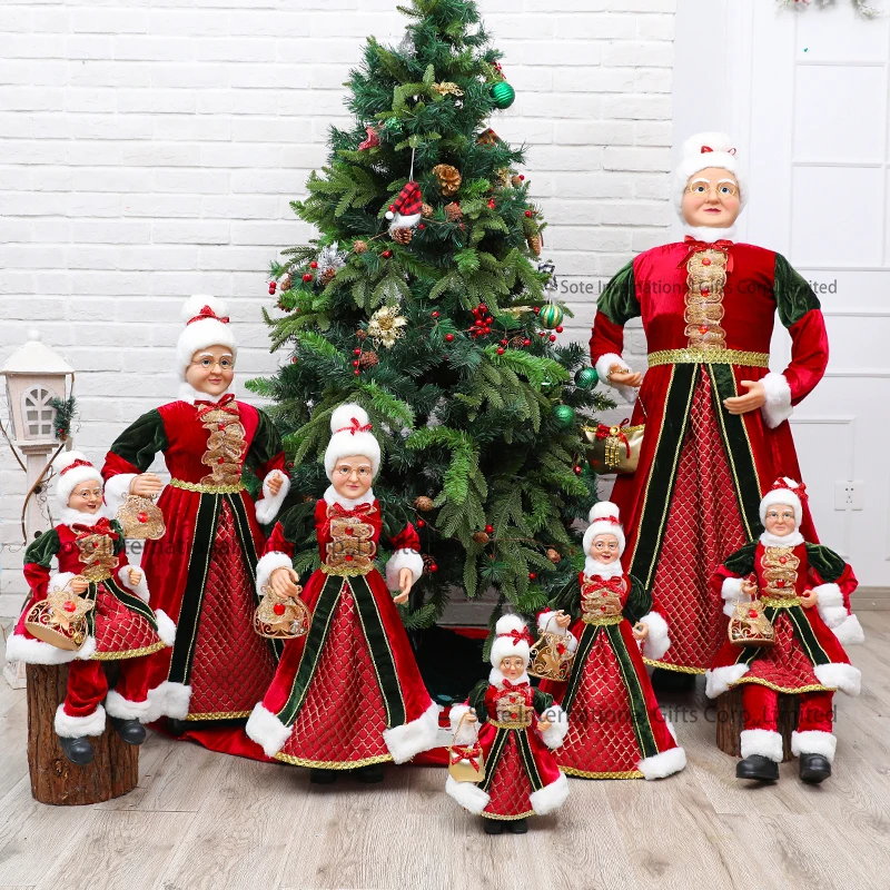 SOTE 30/45/80/120 CM Mrs. Santa Claus Standing Figurine Figure Decoration Red mrs santa claus