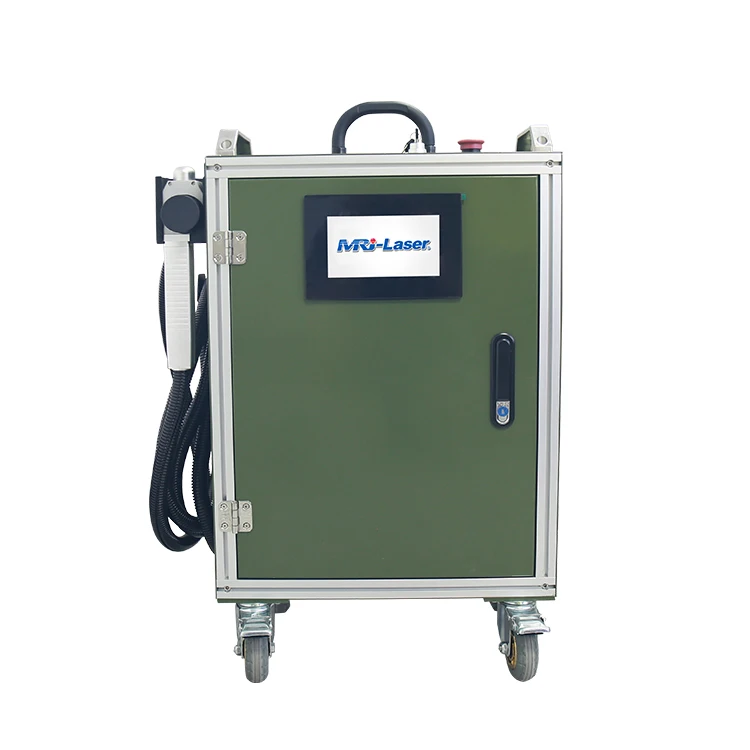 MRJ-Laser 200W suitcase type pulse laser cleaning machine for oil stains cleaning.