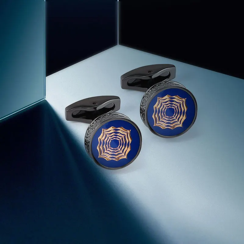 Custom Bulk Soft Enamel Metal Gold Silver Plated Logo Cufflink Manufacturer with Gift Box