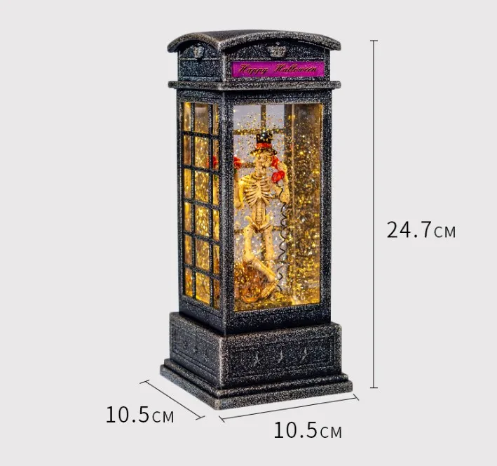 Halloween decoration glowing sound scary skeleton phone booth secret room scene layout prank toys