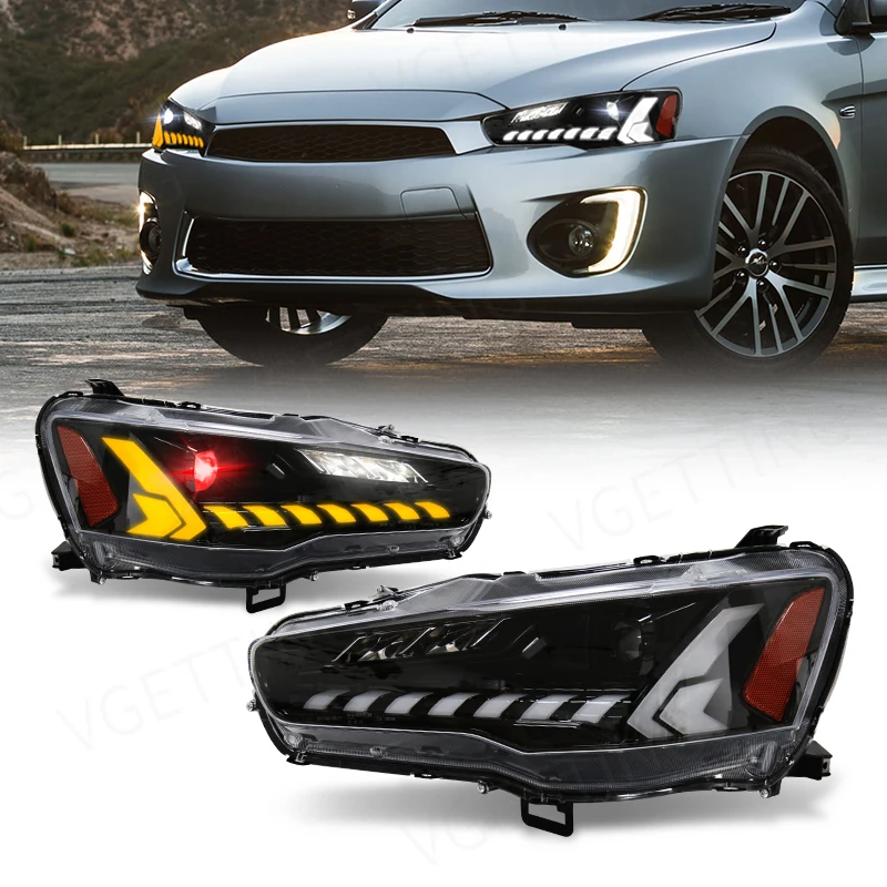 Led Front Bumper Headlight Devil Eye Turn Signal Daytime Running Lamp DRL for Mitsubishi Lancer EVO-X 2008 2009 2010 2011 - 2016