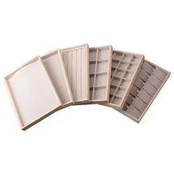 Cheap factory price solid wood ring necklace pendant earring jewelry display wooden jewelry tray wholesale