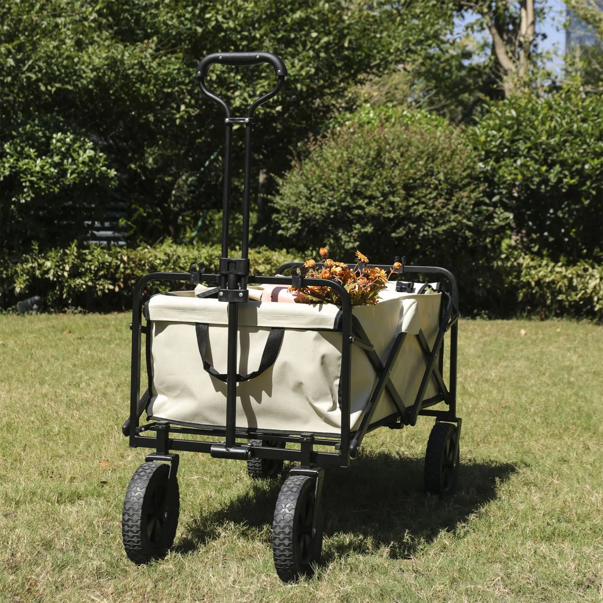 Outdoor Camping Carts Four-Wheeled Portable Folding Camping Carts Large Capacity Storage Fishing Carts Pull Rod Trailer