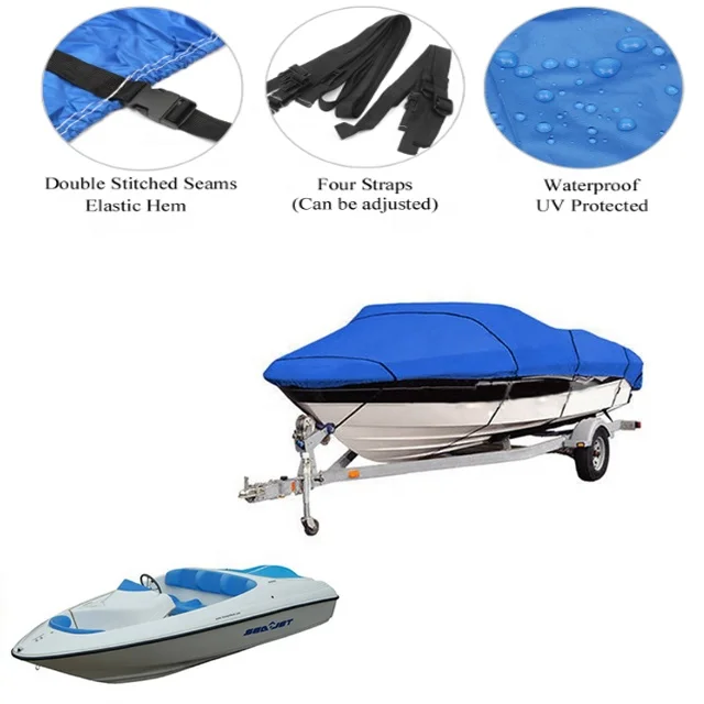 Universal boat cover 600D Polyester Waterproof blue boat cover V-type waterproof fabric UV resistant boat cover