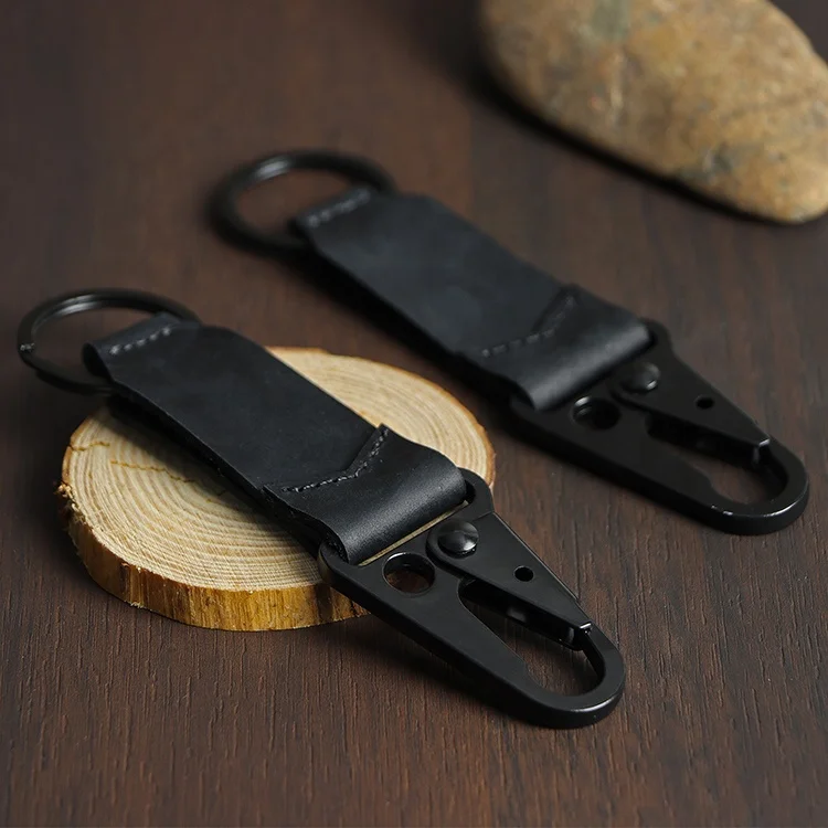 Сверхмощный металлический брелок для ключей с логотипом под заказ персонализированный винтажный из кожи Crazy Horse на ремне