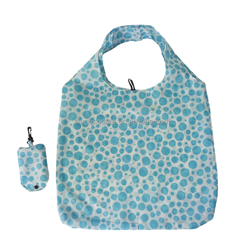 Custom Print Foldable Polyester Shopping Bag Fabric Reusable Bags Custom Logo Supermarket Handled Tote