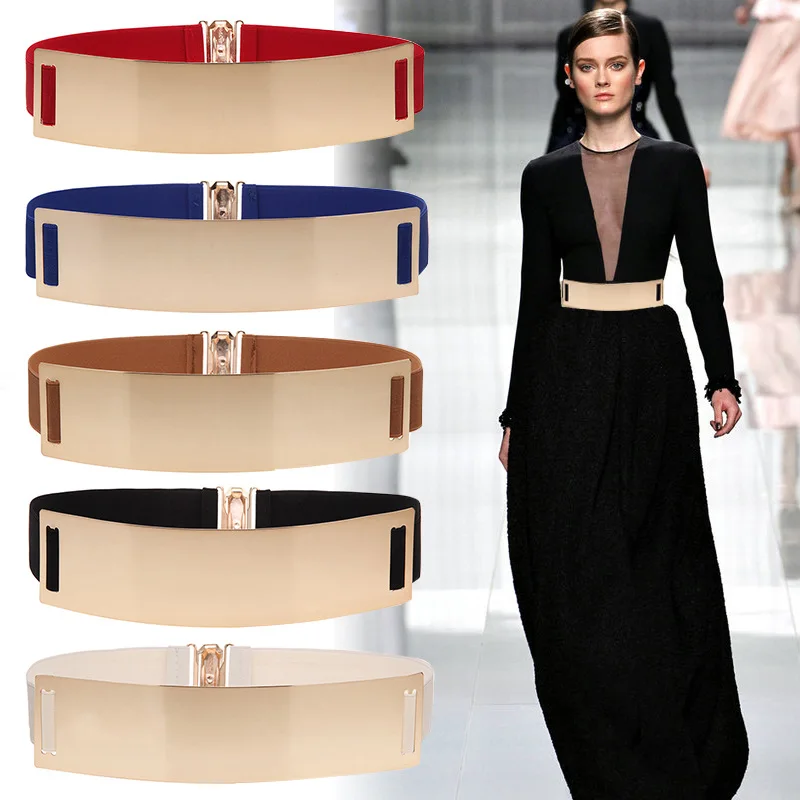 Designer Belts Woman Metal Belt Classy Elastic Wide Belt Ladies Apparel Accessory