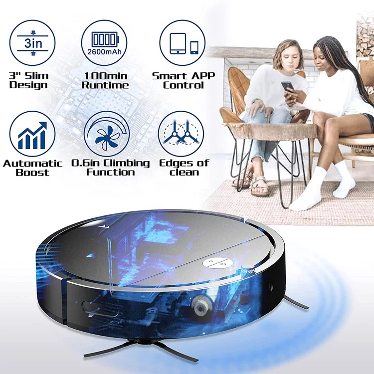 Self Charging Smart Sensor Protection 360 Automatic vacuum for Pet Hair Robotic Vacuum Cleaner for Household