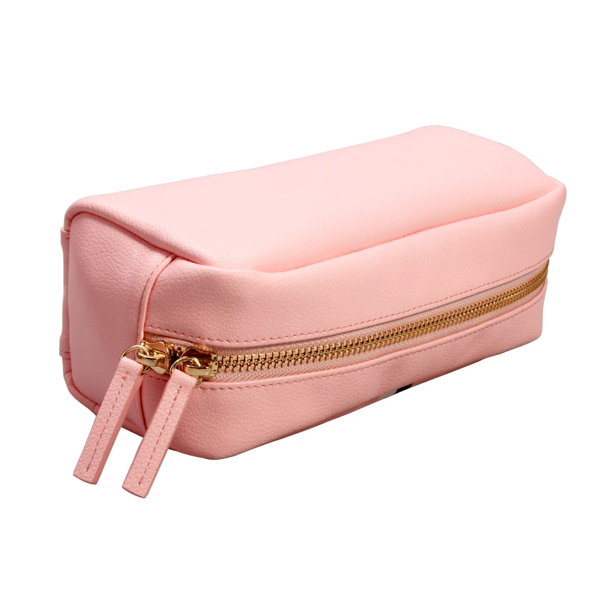Women Pink PU Leather Quilted Travel Toiletry Bag lagy makeup bag