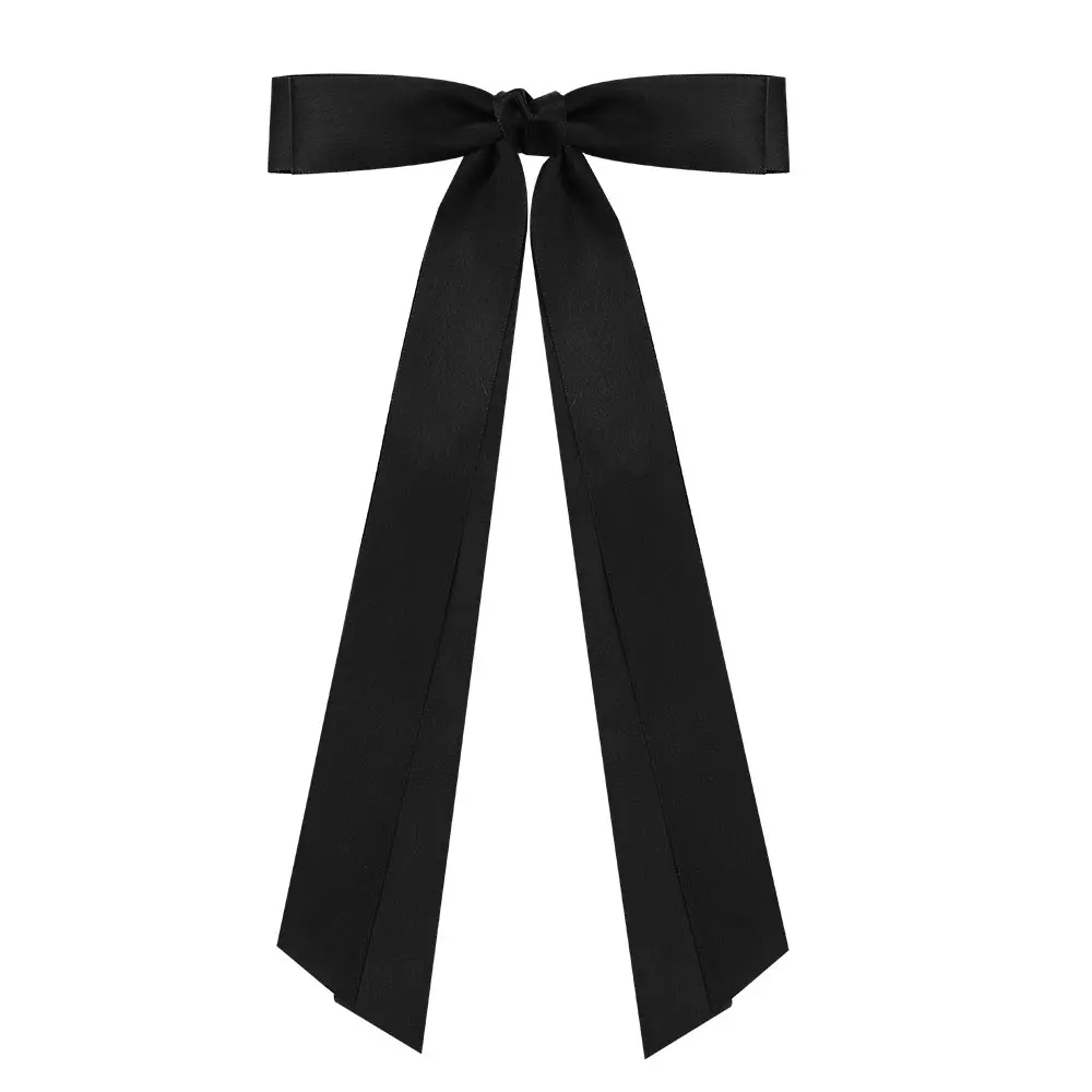 CN Large Satin Hair Bow Hair Ribbon Bows with Long Tail Hair Barrettes with Bow