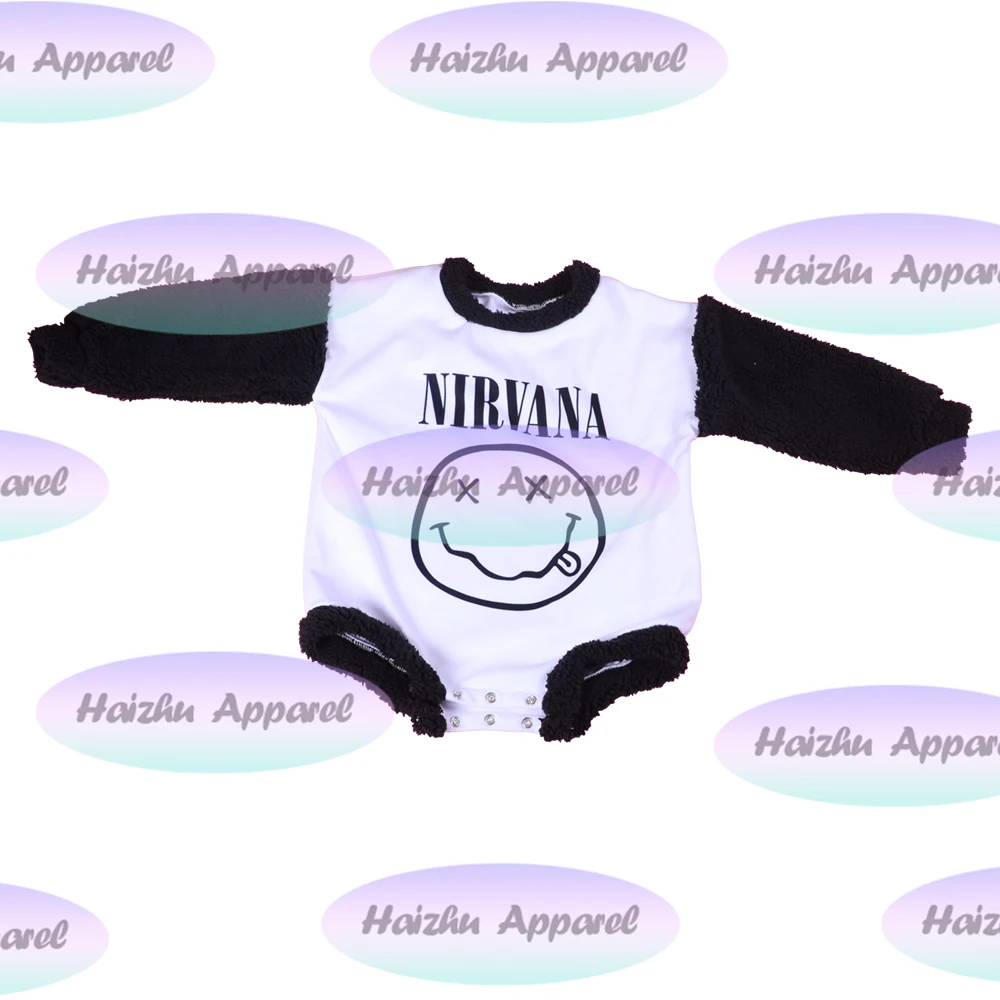 Gc2-6 Winter Baby Girl 280g Thickening Long Sleeve Sweater Romper Sublimation Pressed Printed Smiley Face Sweater Romper