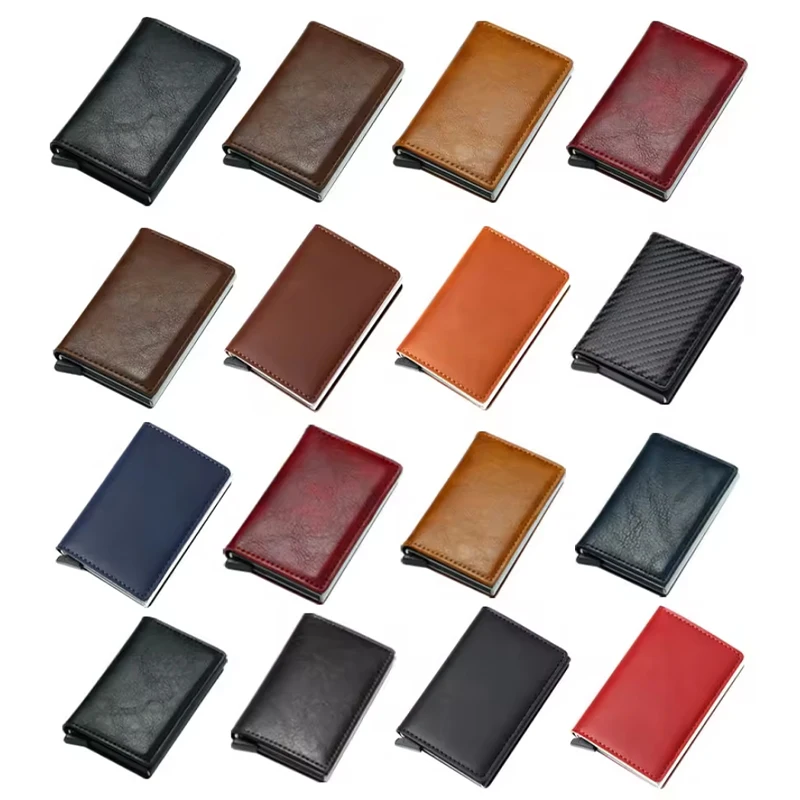 Pu Leather Money Clip Smart Wallet Automatic Pop-Up Card Holder Western Real Leather Womens Leather Purse