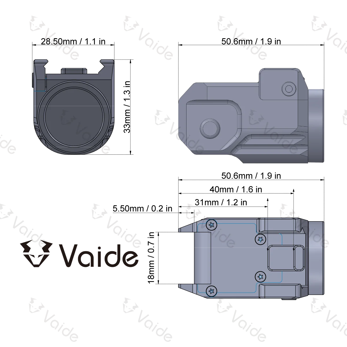 Vector Optics Vaide Scrapper Subcompact 500 Lumens Rechargeable Tactical Flashlight