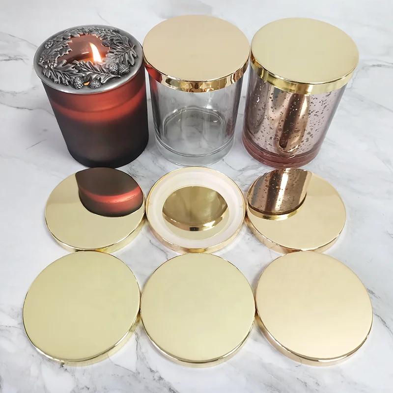 Hot Selling Metal Candle Lids Covers Supplier Shiny Gold Silver Black Sealed Metal Flat Lid Candle Glass Jar Lid