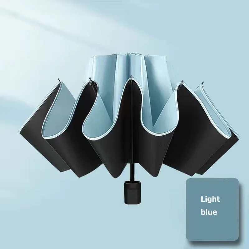 Lightweight Classical 3-Folding Business Umbrella Pongee Material Semi-Automatic Control for Adults and Business Gifts
