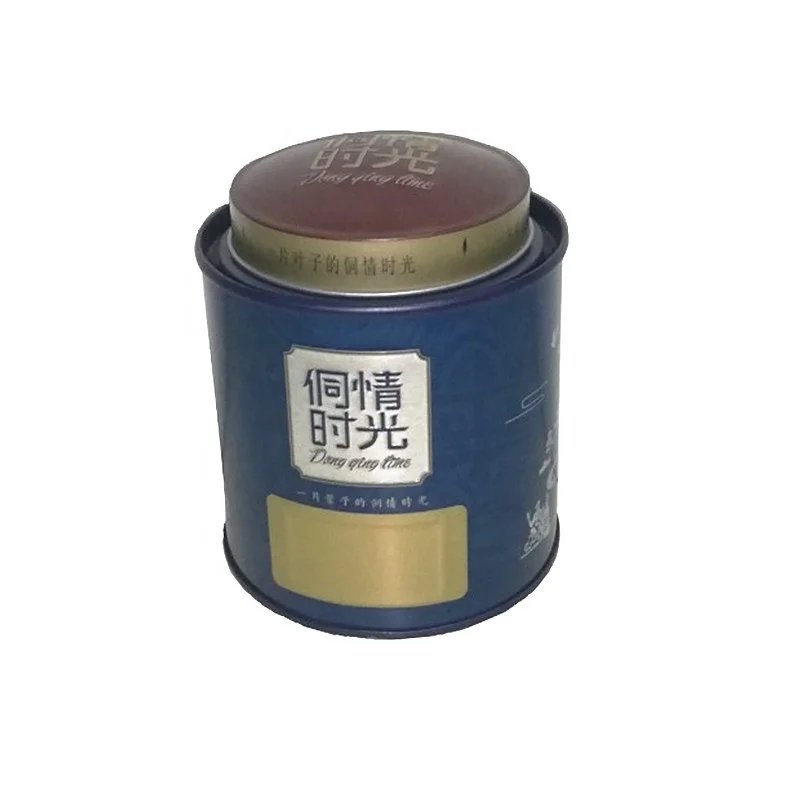 Food Grade Custom Design Airtight Round Tea Tin Box Metal Tea Canister Tea Package Can with Double Lid