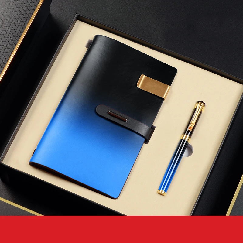 2022 New A5 Hardcover Magnet Closed Buckle Notebook Pu Leather Notebook And Pen Stationery Set