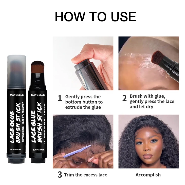 Private Label 20ml Wig Glue Brush Pen Strong Hold Skin-safe Lace Glue Pen With Brush Waterproof & Humidity Resistant Adhesive Gl