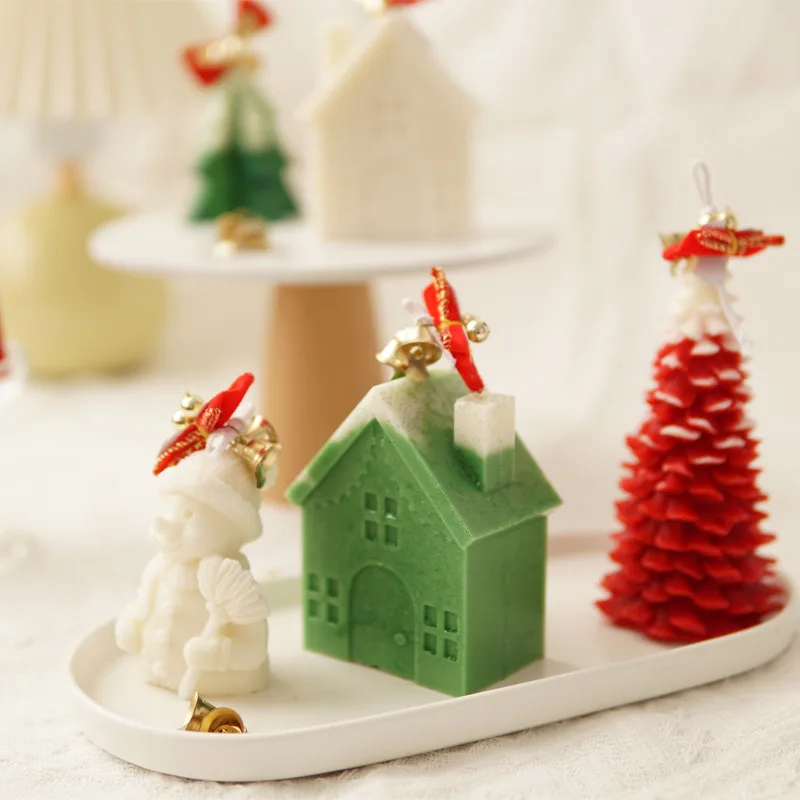 HY Small House Candle Acrylic Molds for Acrylic Villa Wooden House Candle Making Mold